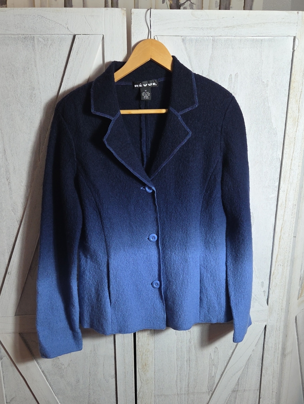 Revue 100% Wool Blue Ombre Blazer Size M